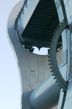 Detail of Falkirk Wheel (rotating boat lift for canal boats between the Forth and Clyde Canal and the Union Canal, Scotland, UK