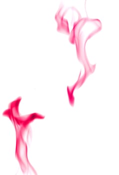 Red smoke isolated on white