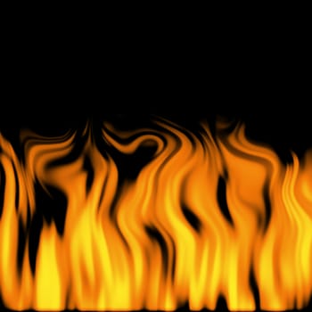 flickering flames over black background, copy-space