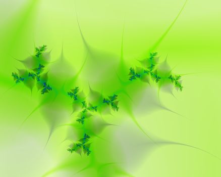 spring colored background with different sized leave like fractals