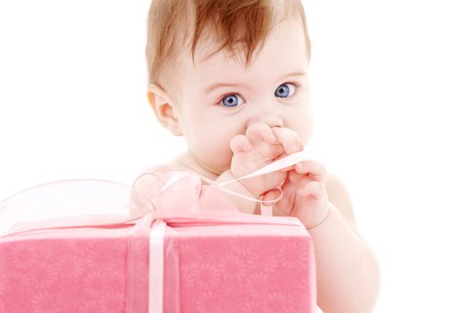 picture of baby boy with big gift box