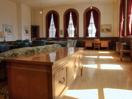 A teachers lounge and boardroom in a historic school.