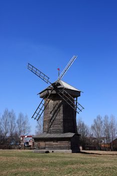Wind, mills, Russian, architecture, wooden, architecture, wooden, landscape