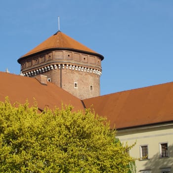 fragment of royal castle on Wawel Hill in Cracow, Poland