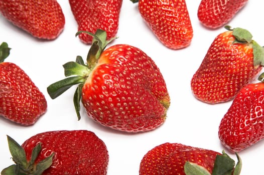Fresh and ripe strawberry on a white background