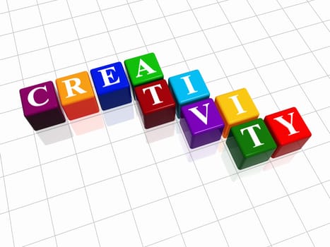 3d colour cubes with text - creativity, word
