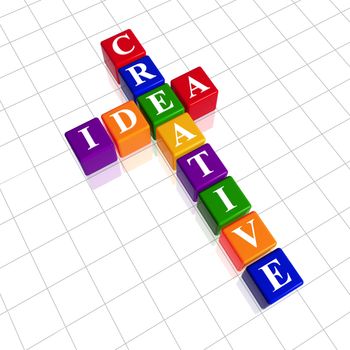 3d colour cubes with white letters like crossword with text - creative idea