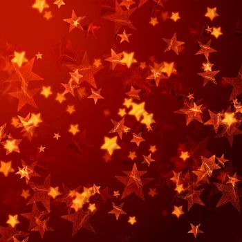 golden red stars over red background with feather corner