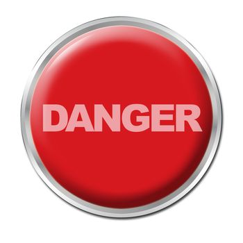 Red round button with the word DANGER