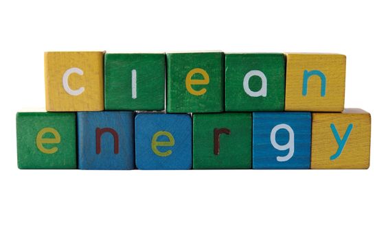 the phrase 'clean energy' isolated on white
