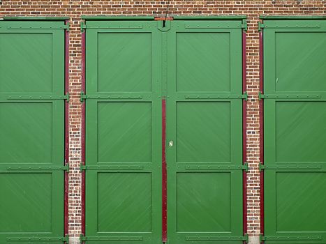 Bay doors leading into a garage for old streetcars.