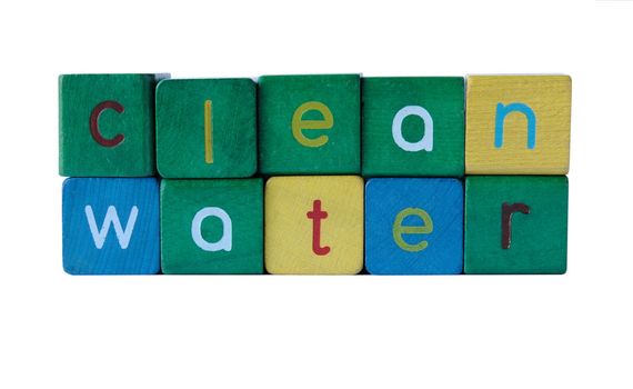 the words 'clean water' isolated on white