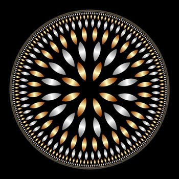 many petals in gold and silver forming a mandala or flower over black background