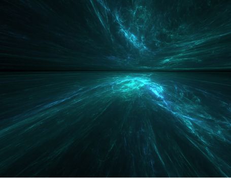 fractal illustration resembling a galactic scene or horizon like inone of heols science fiction films
