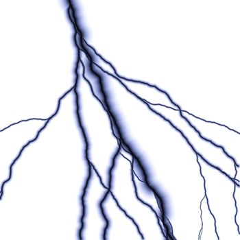 Bolts of lightning isolated over a white background.