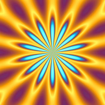 A bright orange and blue star burst illustration - very retro.