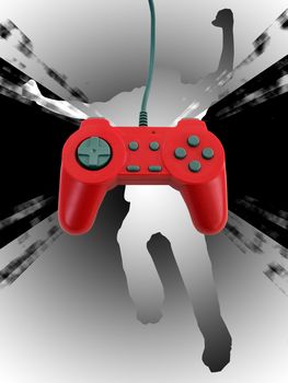 A red game controller isolated over white with plenty of copyspace.  This file includes a clipping path for the controller.