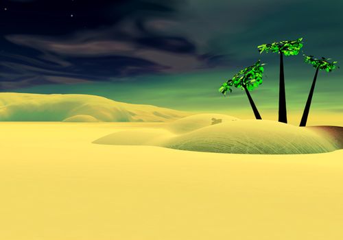 abstract creative symbolic image of desert night