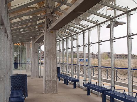 Interior of the recently constructed South Campus Station in Edmonton, Alberta, Canada.
