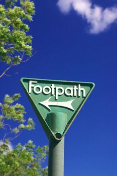 typical sign of an official footpath in Oxfordshire, England, UK