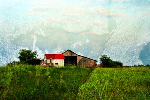 Old looking barn with textures and grunge look.
