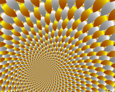 gold and siver metalic petal pattern in spiral form