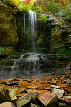 Water fall during fall of the year

