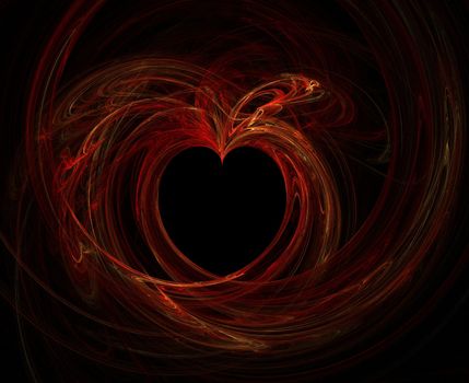 high res flame fractal forming a red heart