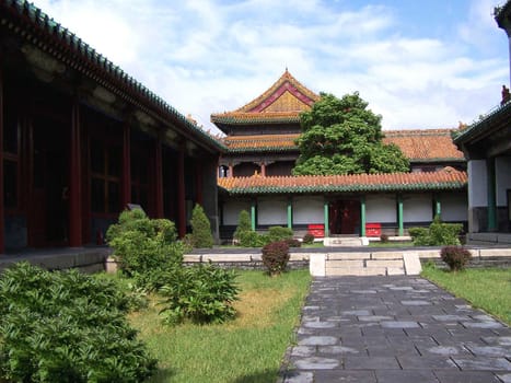 China. Buildings of manor of the king. A national ornament.