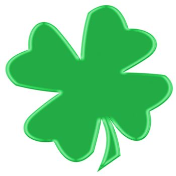 Single clover leaves or shamrock for St. Patricks day isolated over white