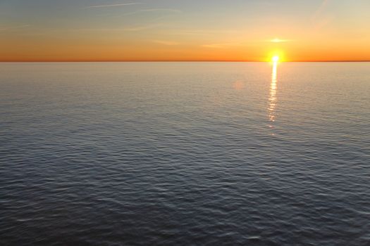 Occean sunset on open sea. 