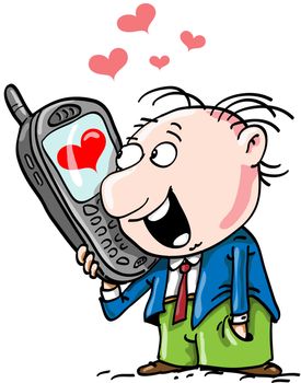 The person speaks by phone, speaks about love