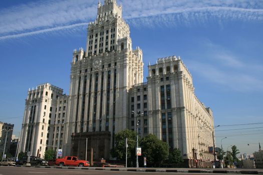 Beautiful skyscraper built during the rule of Stalin