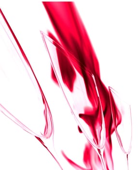 hree abstract glasses and red smoke isolated on white