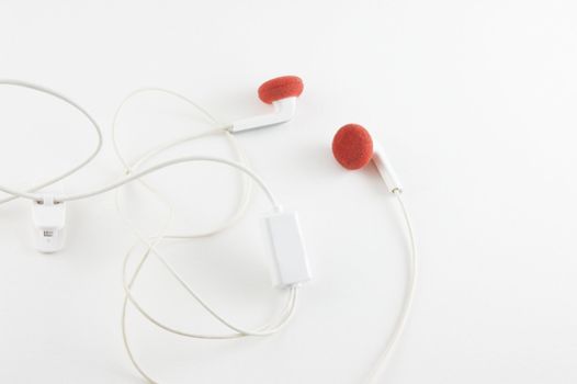 red earphones