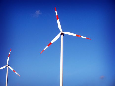 Wind turbines along the autobahn in Germany