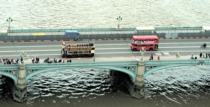 Traffic on Westminster Bridge, London, England