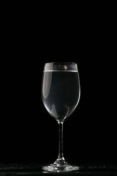 wine glass in dark place
