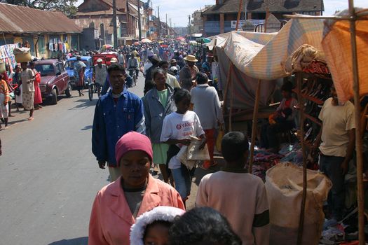 Busy market in Madagascar