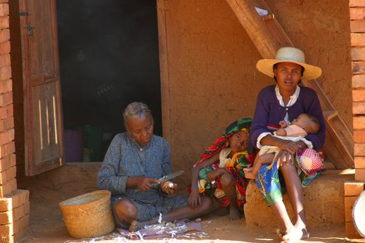 A family relaxing in the shade in Madagascar