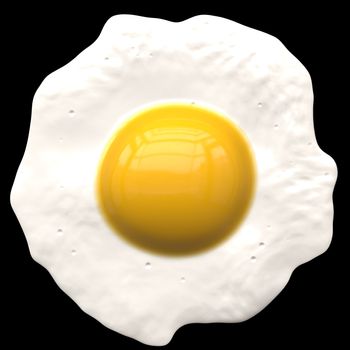 A fried egg illustration - isolated over black.