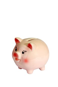 Cute piggy bank isolated over a white background