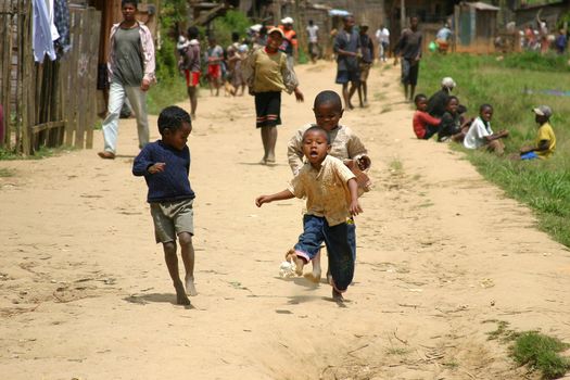 Kids in Madagascar playing with a home made ball