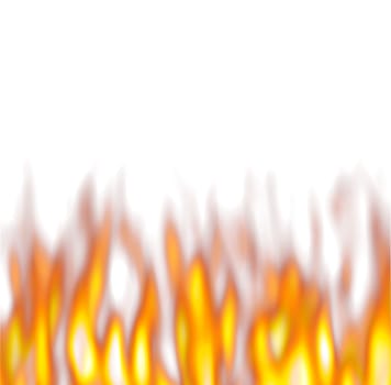 hot flames over white background