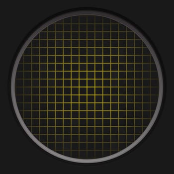 A circular radar grid background over black.  This also works as a button.