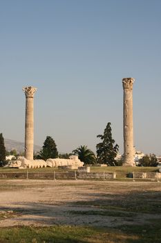 pilars of olympic zeus landmarks of athens greece verical shut detail