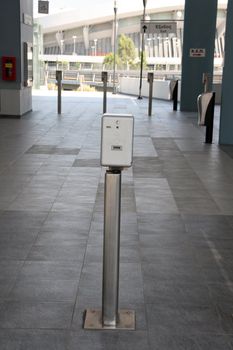 ticket checking machine at train station in piraeus athens greece