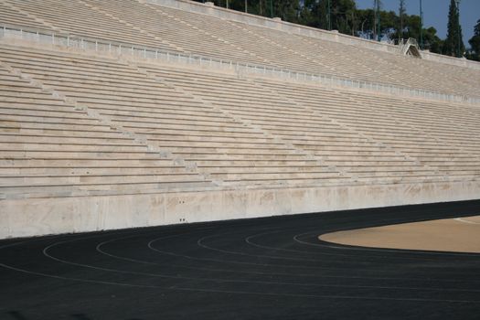 detail from kalimarmaro stadium in athens greece the stadium where the first new olympic games started