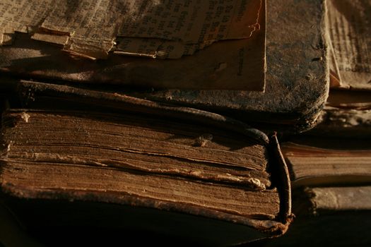 the decaying ruins of old bibles and psalm books