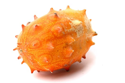 kiwano cucumis metuliferus on white background